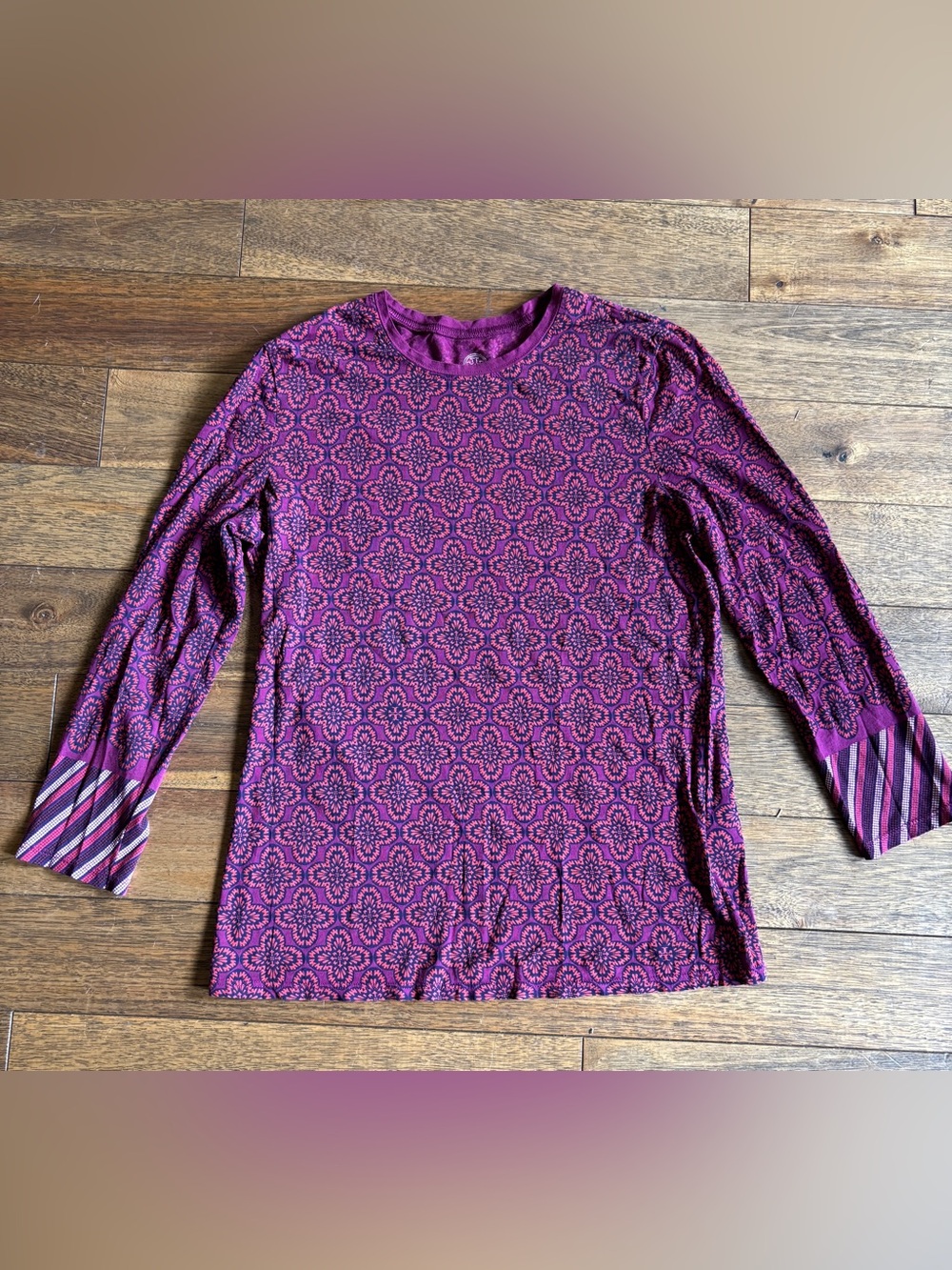 Tory Burch Pima Cotton Printed Long Sleeve Top Size Small